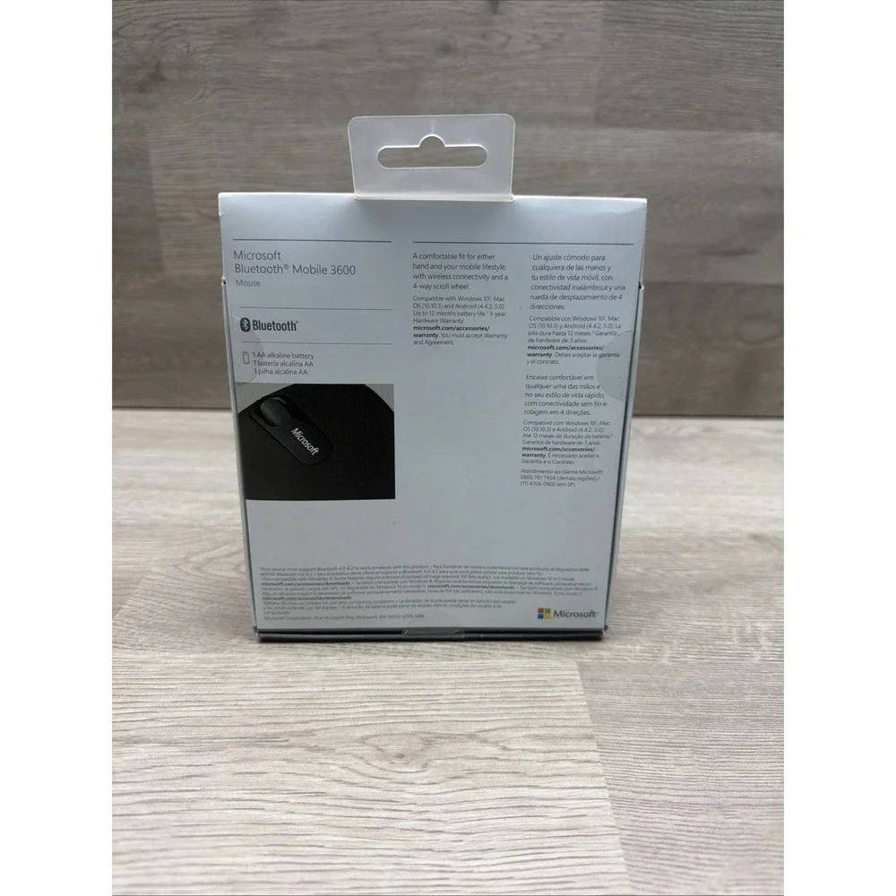 Genuine Microsoft Bluetooth Mobile 3600 Wireless Mouse PN7-00001 Sealed/ New